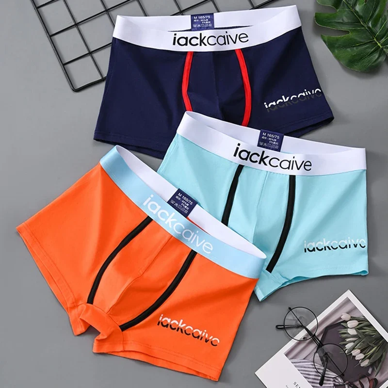 3Pcs Männliche Höschen Baumwolle männer Unterwäsche Boxer Atmungsaktiv Mann Boxer Gedruckt Unterhose Bequeme Shorts Männer Unterwäsche M-3XL