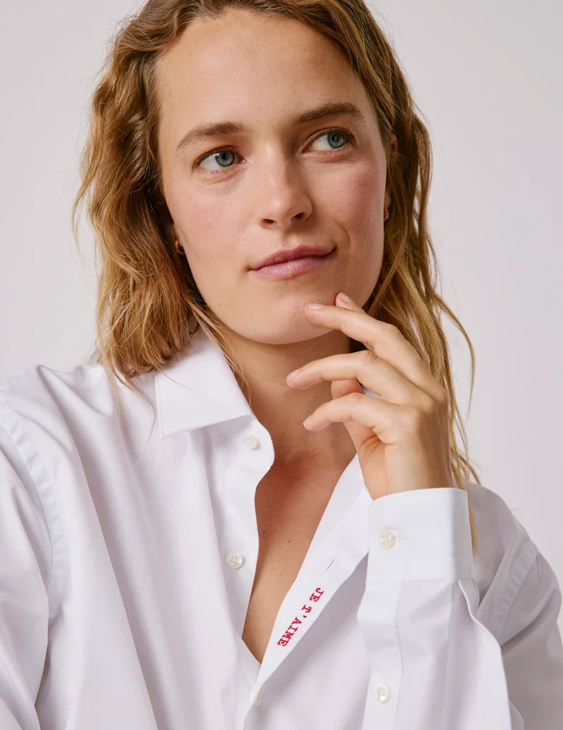 Chemise mixte "Je t'aime" blanche