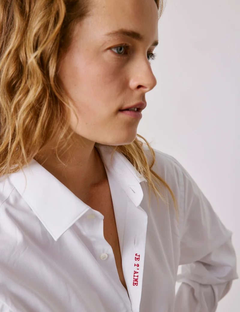 Chemise mixte "Je t'aime" blanche
