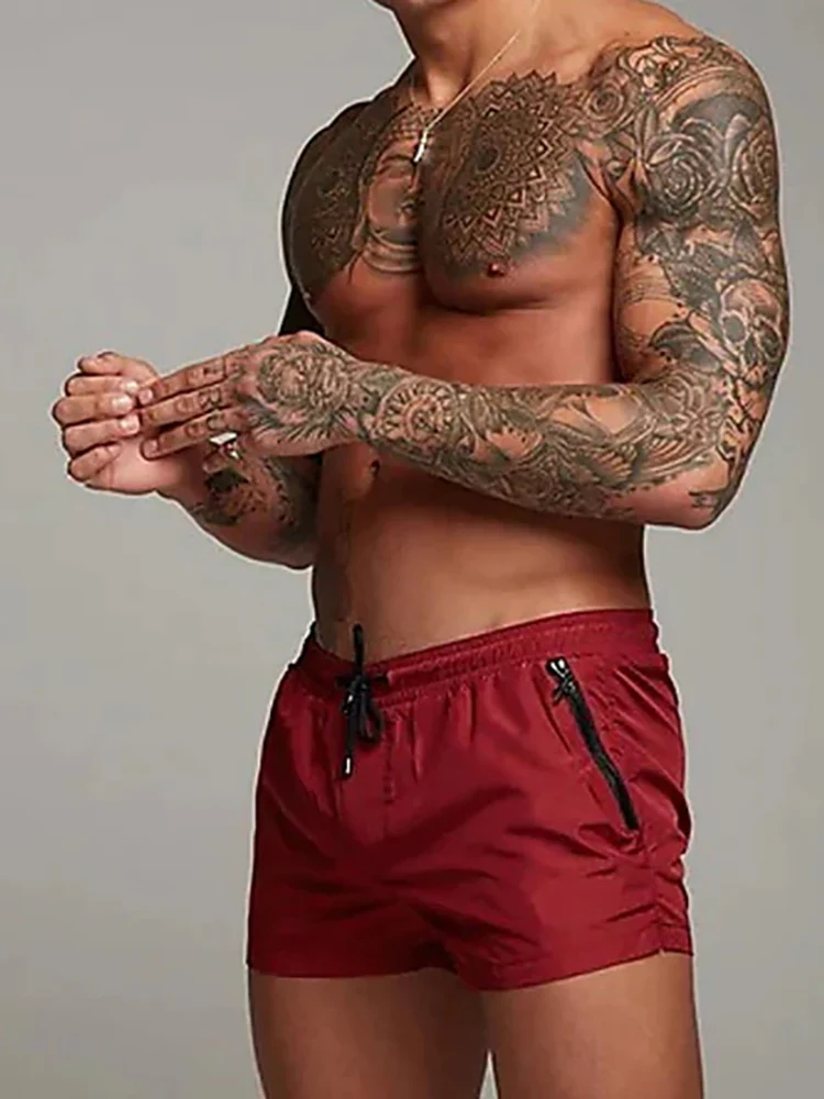 Herren-Badehose mit Reißverschlusstaschen, Netzfutter, Sommer-Strand-Boardshorts, schnell trocknend, zum Schwimmen, Badeanzug, Badebekleidung