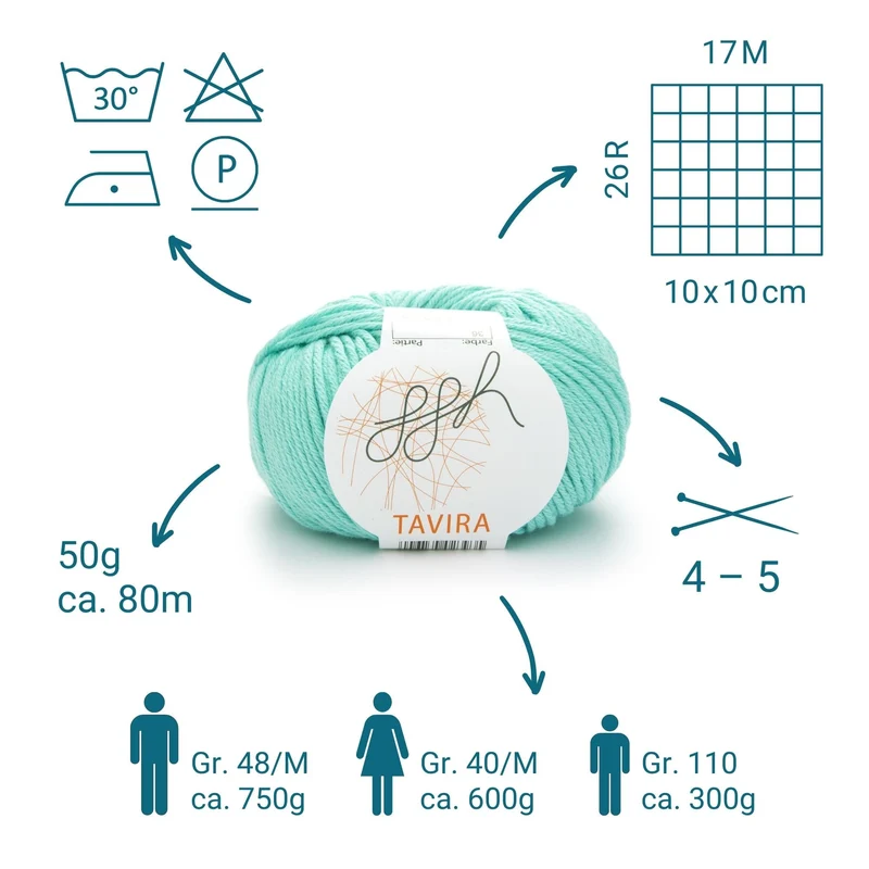 ggh Tavira | 100% Baumwolle | 80m/50g | 036 - Helles Aquamarin