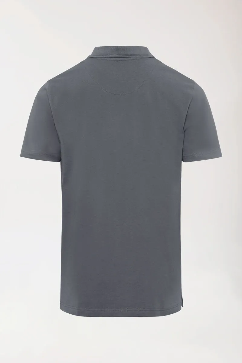 COMFY FLEX Stretch Shirt Herren - Polokragen steingrau
