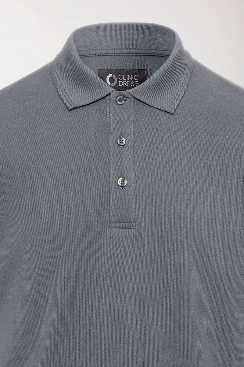 COMFY FLEX Stretch Shirt Herren - Polokragen steingrau