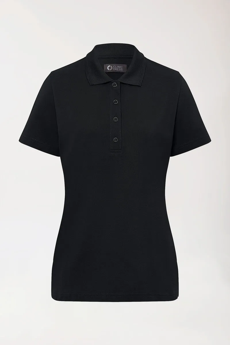 COMFY FLEX Stretch Shirt Damen - Polokragen schwarz