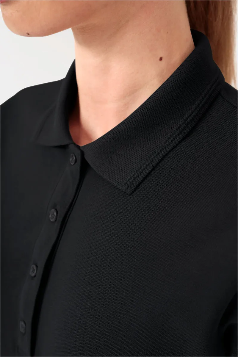 COMFY FLEX Stretch Shirt Damen - Polokragen schwarz