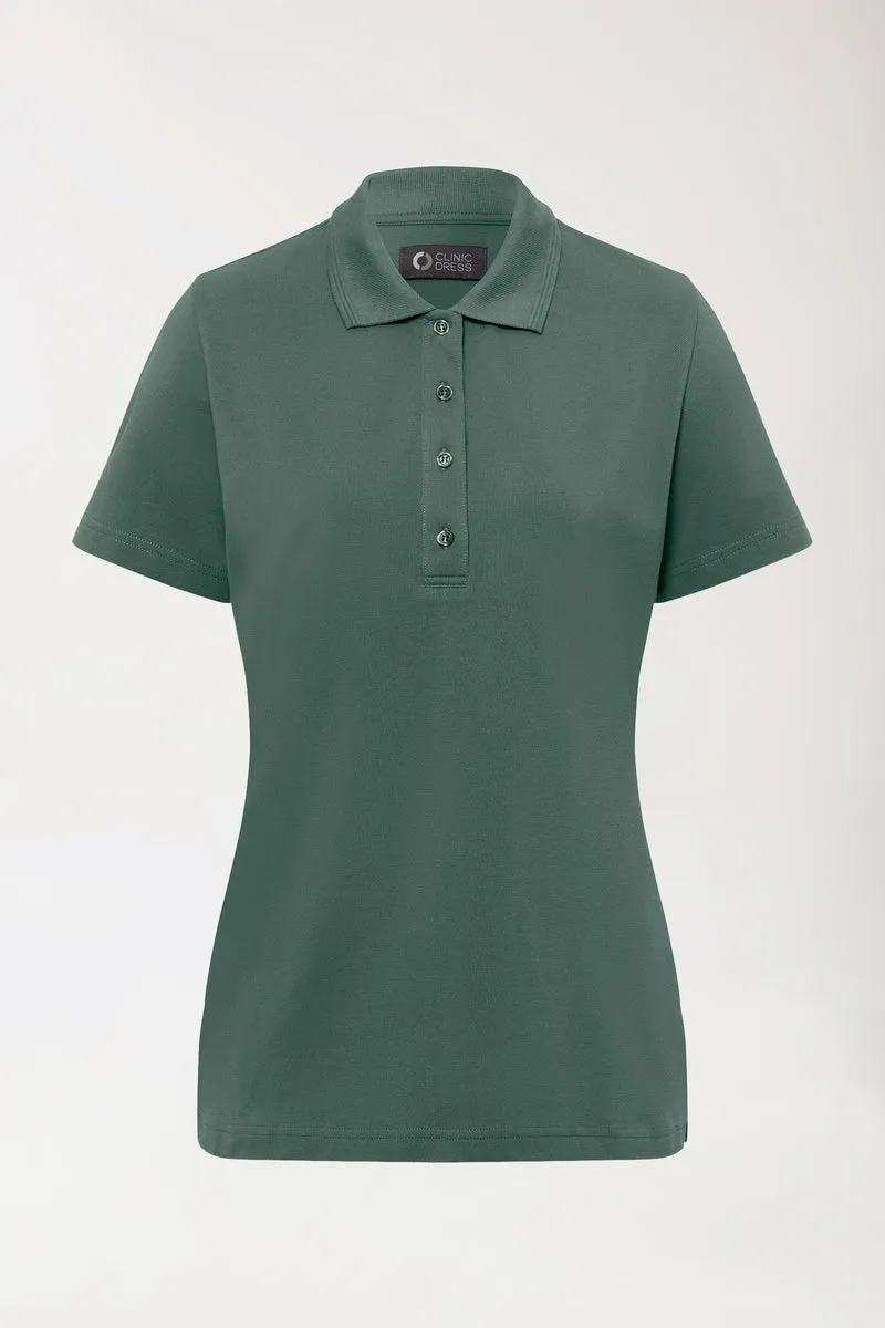 COMFY FLEX Stretch Shirt Damen - Polokragen dunkelgrün