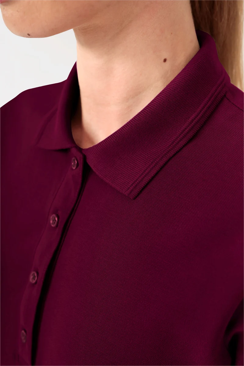 COMFY FLEX Stretch Shirt Damen - Polokragen bordeaux