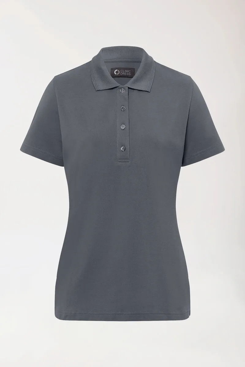 COMFY FLEX Stretch Shirt Damen - Polokragen steingrau