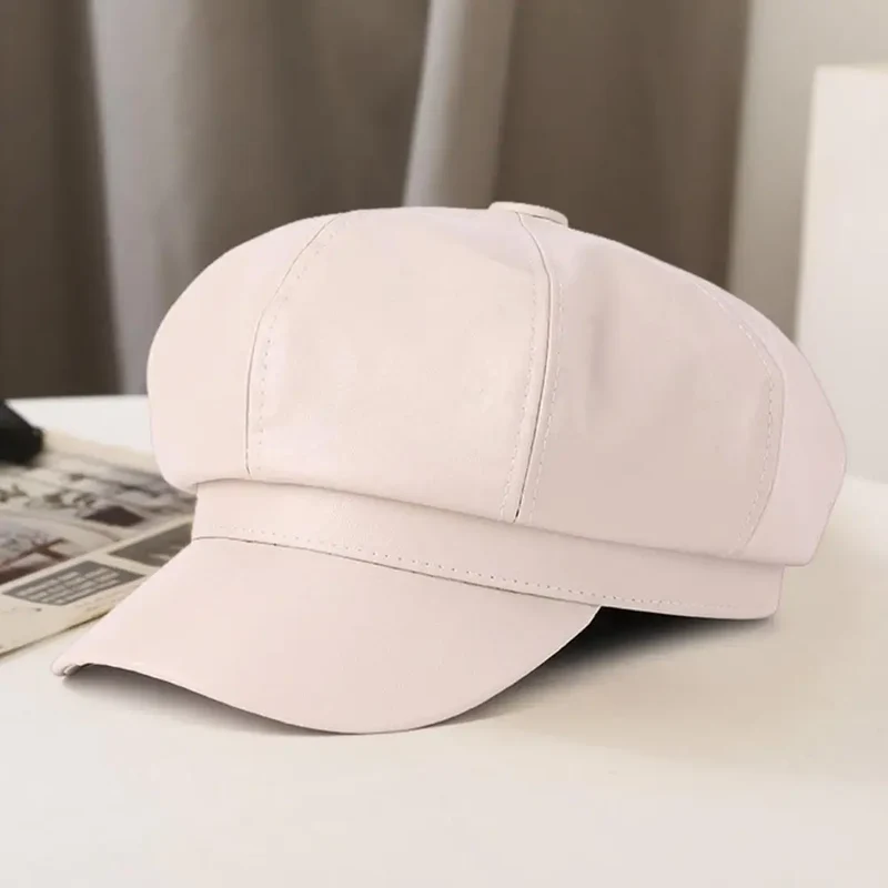 Damen Mütze Pu Kunstleder Leder Hut Schirmmützen Baskenmütze Flatcap Ballonmütze