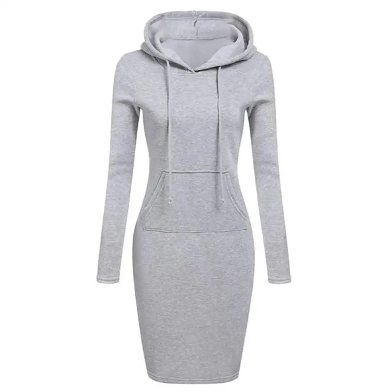 Kapuzenpullover Sweatshirt Pulloverkleid Hoodie Pulli Tunika Damen Sportkleid