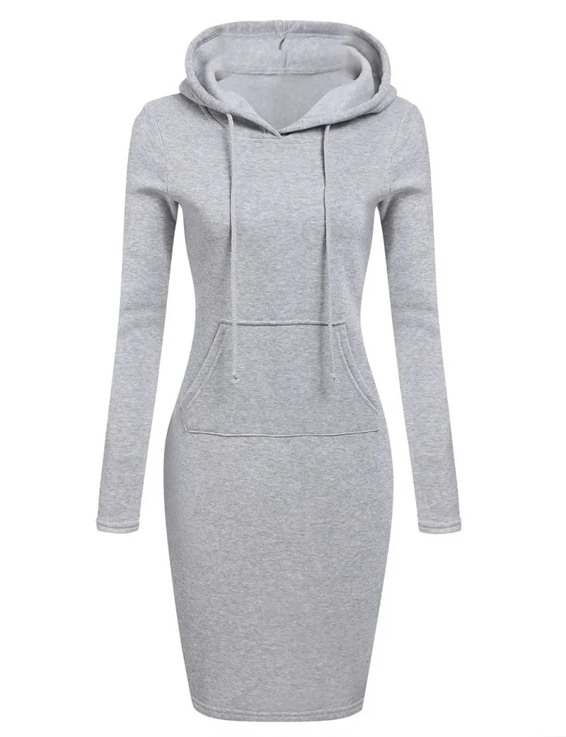 Kapuzenpullover Sweatshirt Pulloverkleid Hoodie Pulli Tunika Damen Sportkleid