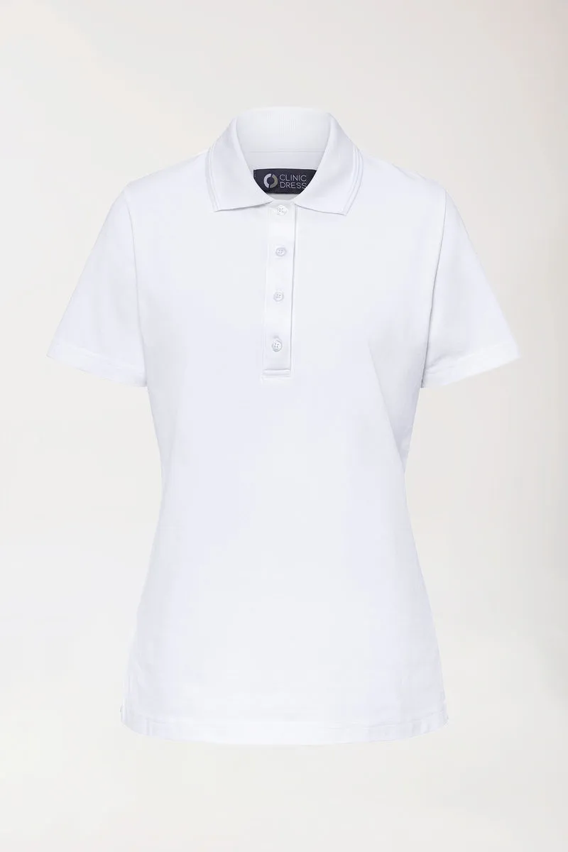 COMFY FLEX Stretch Shirt Damen - Polokragen weiß