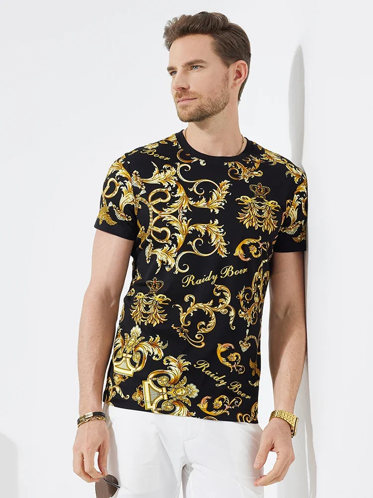 Herren Fashion Barock Stil 3D T-Shirt Rundhals Unisex Sommer Streetwear Hemd
