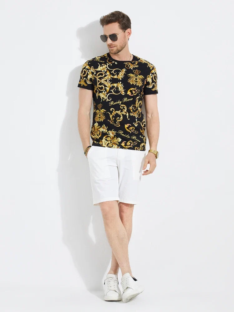 Herren Fashion Barock Stil 3D T-Shirt Rundhals Unisex Sommer Streetwear Hemd