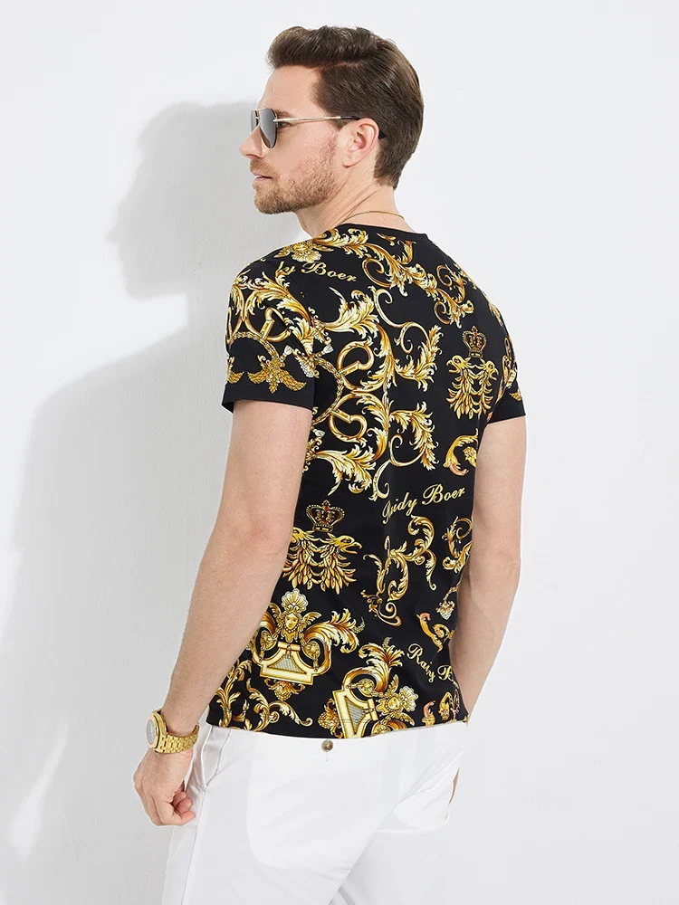 Herren Fashion Barock Stil 3D T-Shirt Rundhals Unisex Sommer Streetwear Hemd