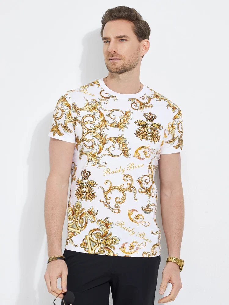Herren Fashion Barock Stil 3D T-Shirt Rundhals Unisex Sommer Streetwear Hemd