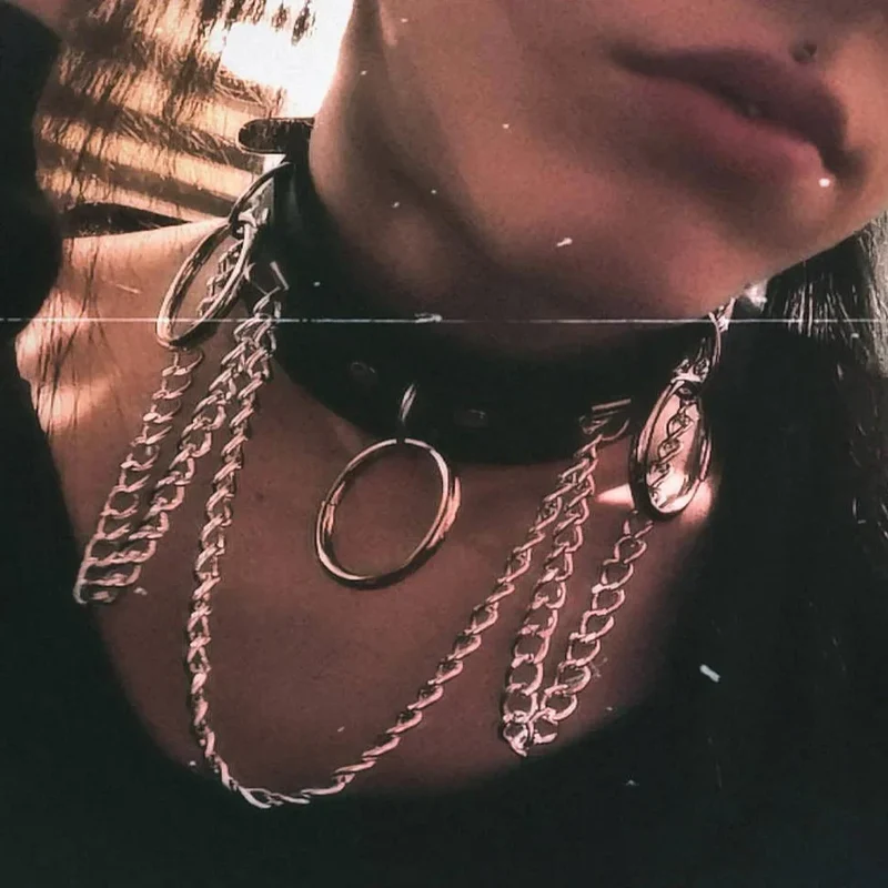 Sexy Halsband Harness Kette BH Gürtel Punk Goth Frauen Bdsm Bondage Chocker