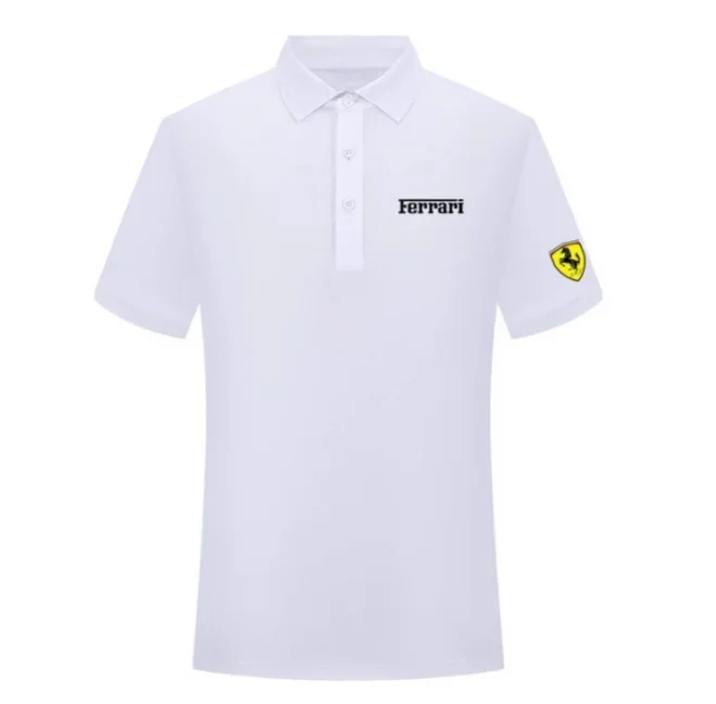 Sommer Motorrad F1 Ferrari Team Uniform Rot Herren Kurzarm Poloshirt Revers Sport T-Shirt Rennanzug