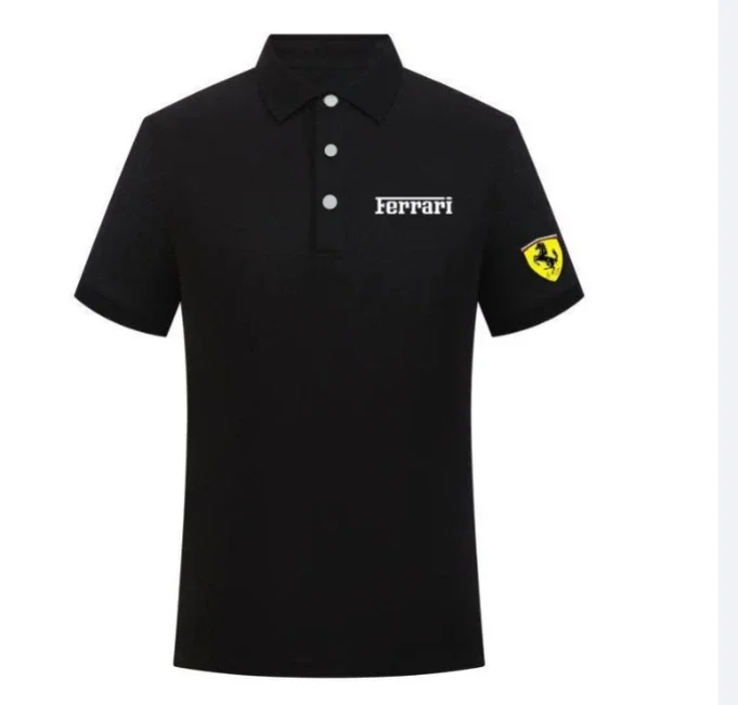 Sommer Motorrad F1 Ferrari Team Uniform Rot Herren Kurzarm Poloshirt Revers Sport T-Shirt Rennanzug