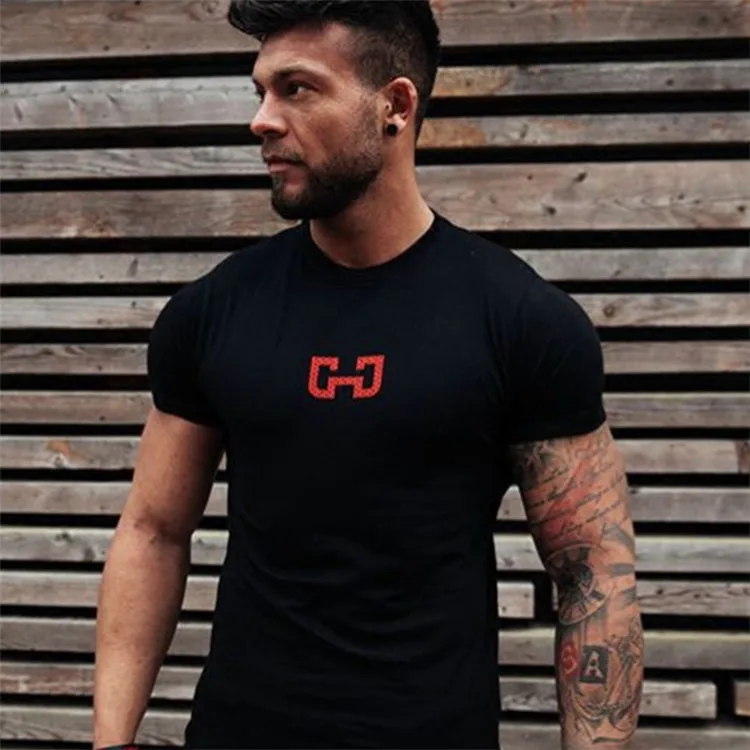 Männer Mode T Shirt Männer Tops Sommer Fitness Bodybuilding Kleidung Muscle Männlichen Shirts Baumwolle Slim Fit Tees