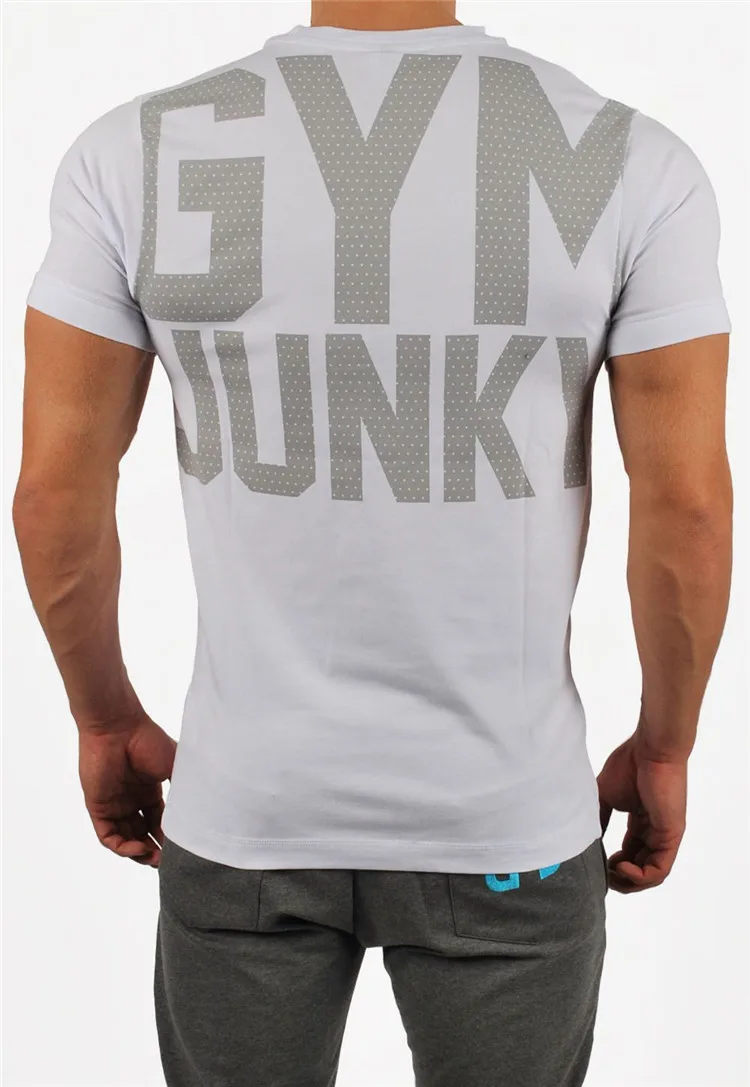 Männer Mode T Shirt Männer Tops Sommer Fitness Bodybuilding Kleidung Muscle Männlichen Shirts Baumwolle Slim Fit Tees