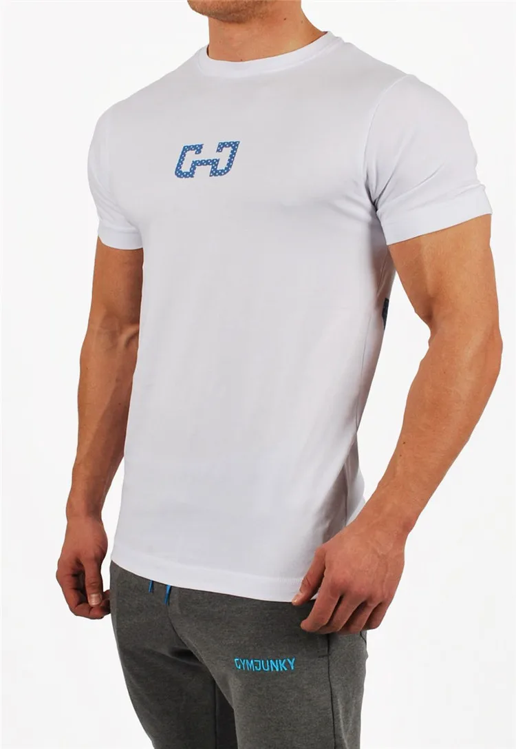 Männer Mode T Shirt Männer Tops Sommer Fitness Bodybuilding Kleidung Muscle Männlichen Shirts Baumwolle Slim Fit Tees