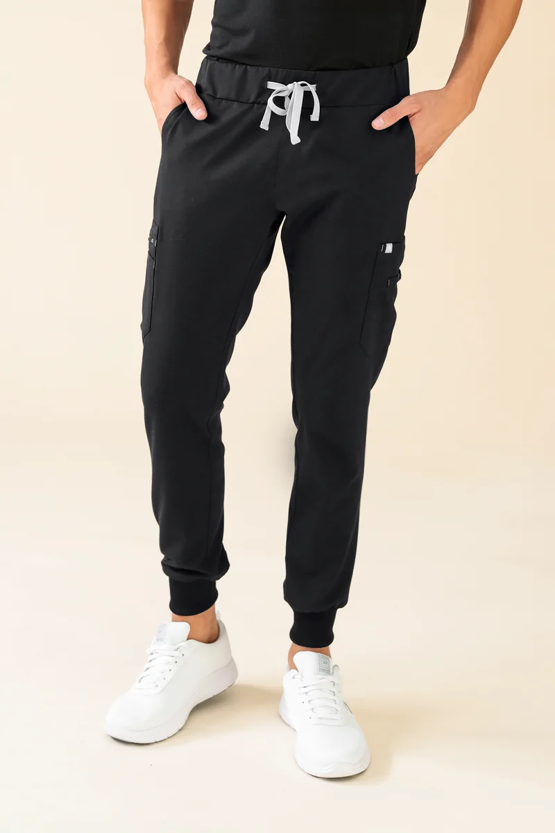 KAERE Hose Herren - Saumbündchen mit Beintaschen schwarz