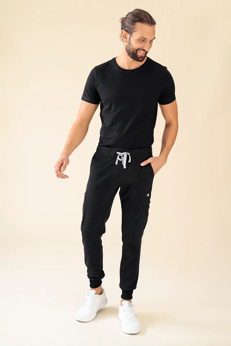 KAERE Hose Herren - Saumbündchen mit Beintaschen schwarz