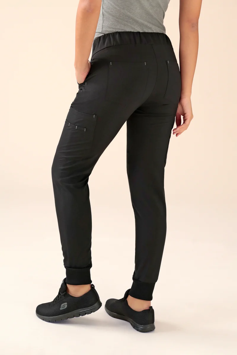 KAERE Hose Damen - Saumbündchen mit Beintaschen schwarz