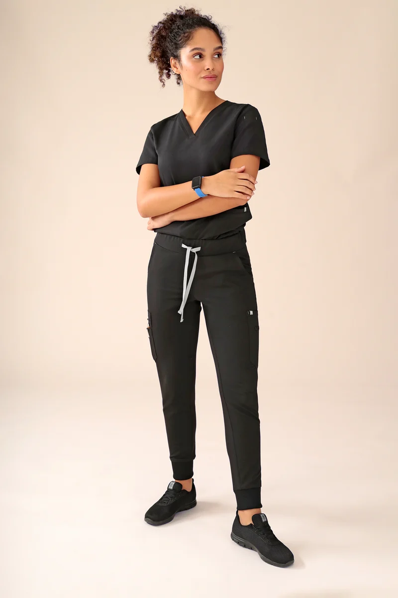 KAERE Hose Damen - Saumbündchen mit Beintaschen schwarz