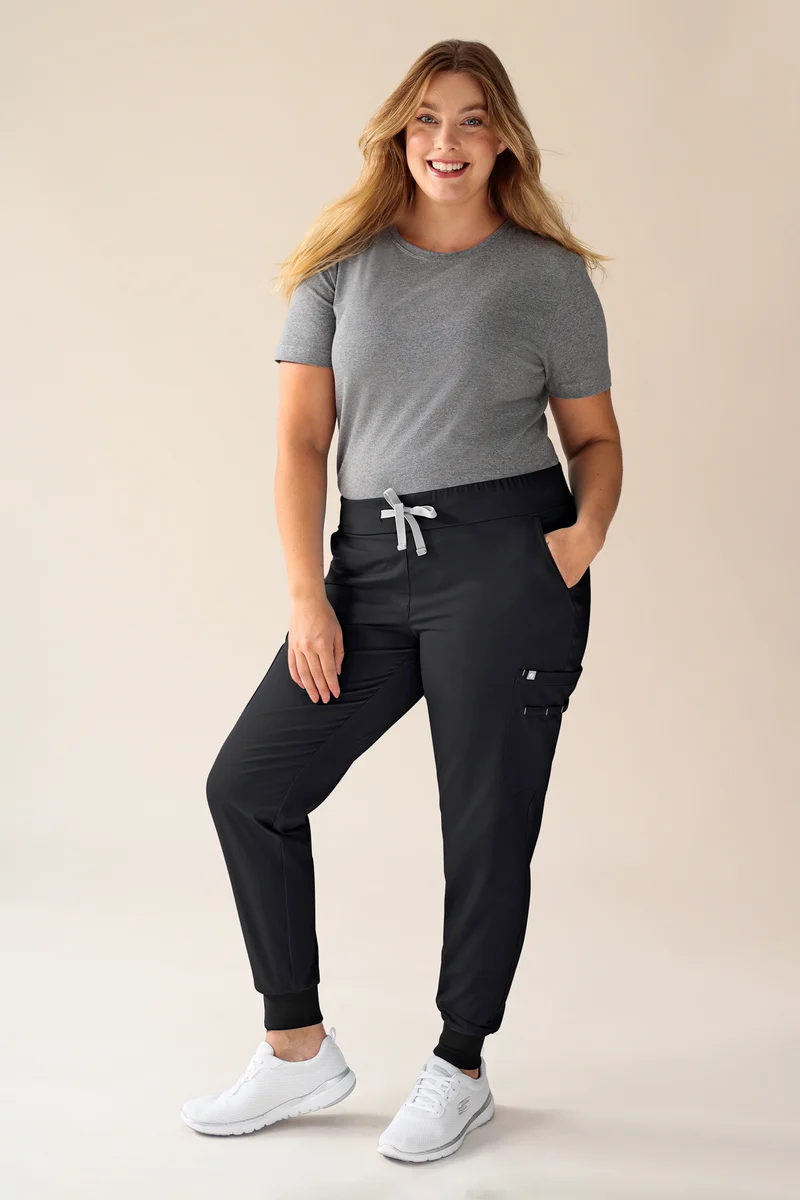 KAERE Hose Damen - Saumbündchen mit Beintaschen schwarz
