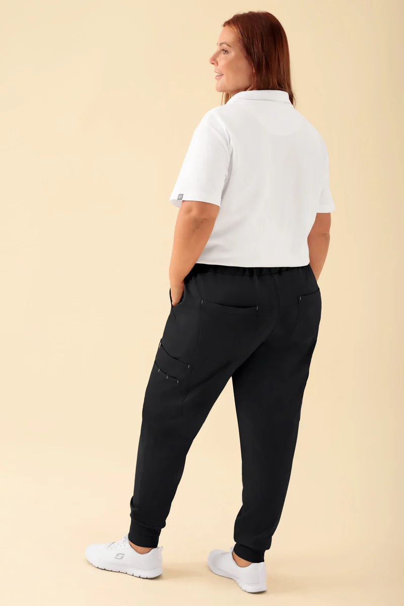KAERE Hose Damen - Saumbündchen mit Beintaschen schwarz
