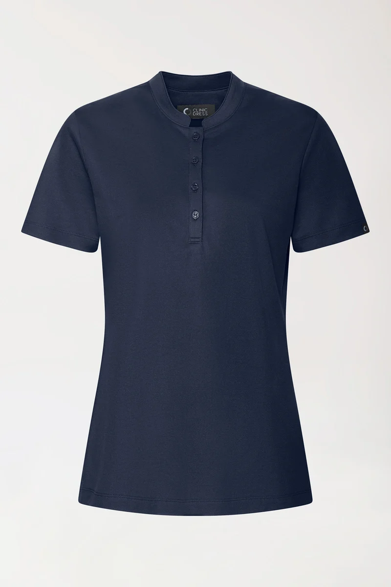 COMFY FLEX Stretch Shirt Damen - Stehkragen navy