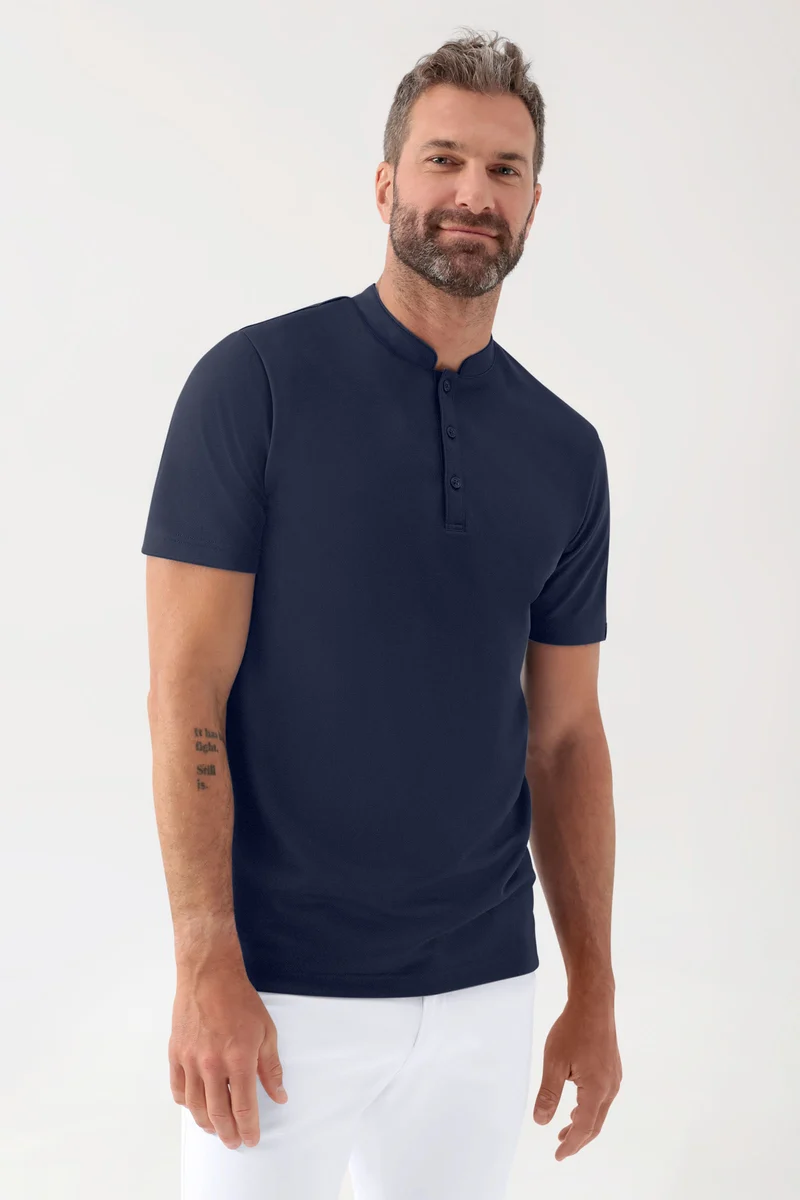 COMFY FLEX Stretch Shirt Herren - Stehkragen navy