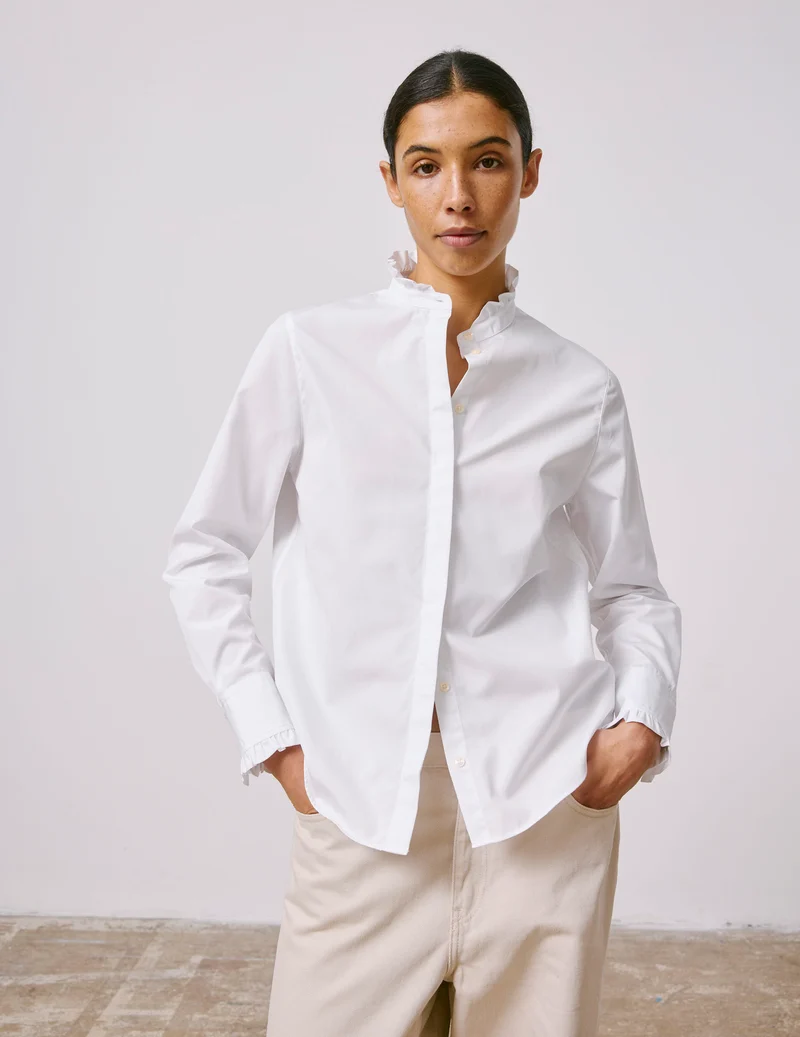 Chemise Louison gorge cachée blanche