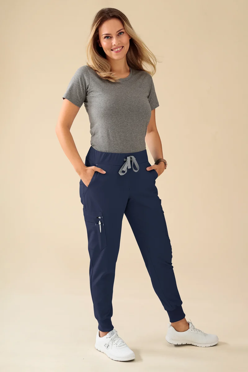 KAERE Hose Damen - Saumbündchen Kurzgr. mit Beintaschen navy