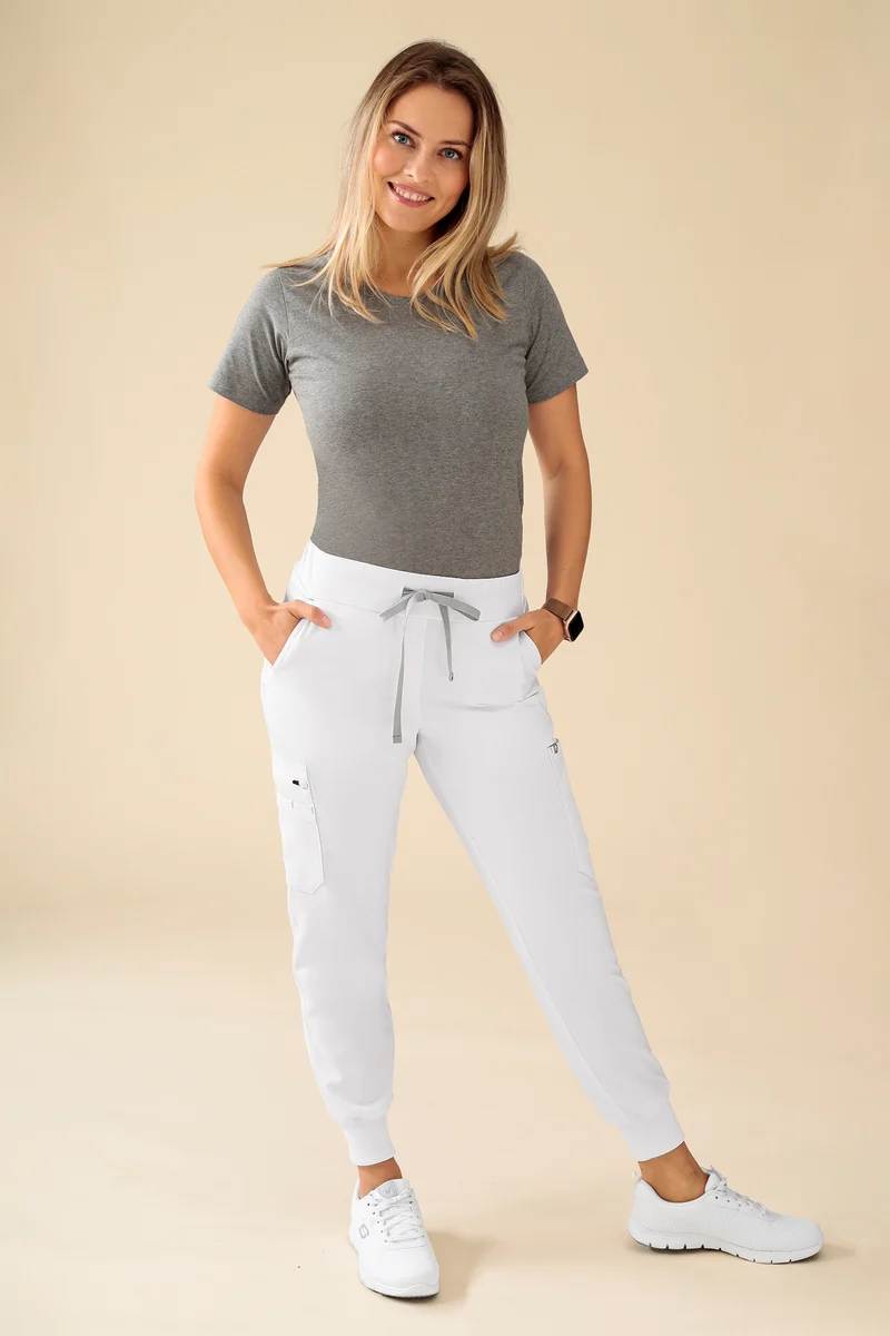 KAERE Hose Damen - Saumbündchen Kurzgr. mit Beintaschen weiß