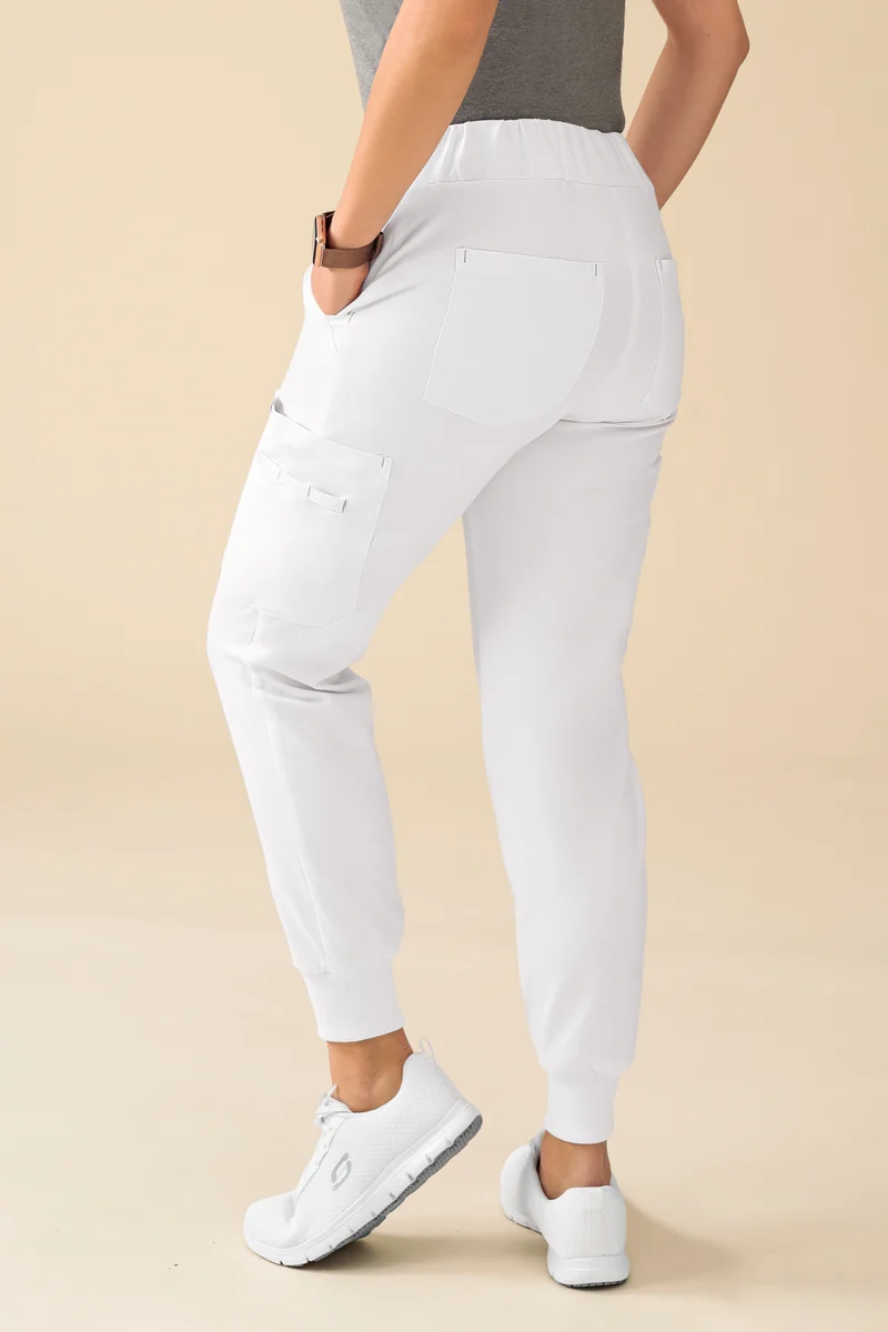 KAERE Hose Damen - Saumbündchen Kurzgr. mit Beintaschen weiß