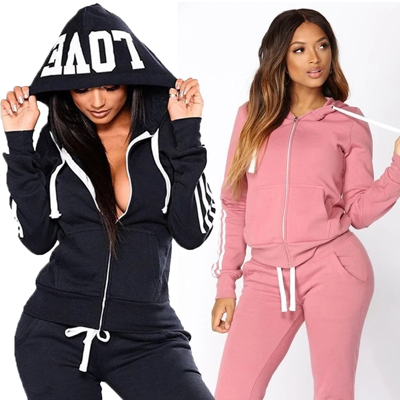 Damen Jogginganzug Jogging Trainingsanzug Fitnessanzug Freizeitanzug Hausanzug