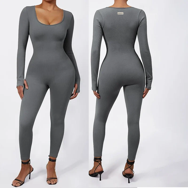 Damen Overall Bodycon Jumpsuit Streetwear Fitness-Strampler Playsuit Bodysuit