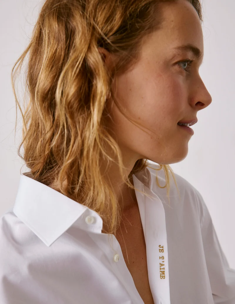 Chemise mixte "Je t'aime" blanche