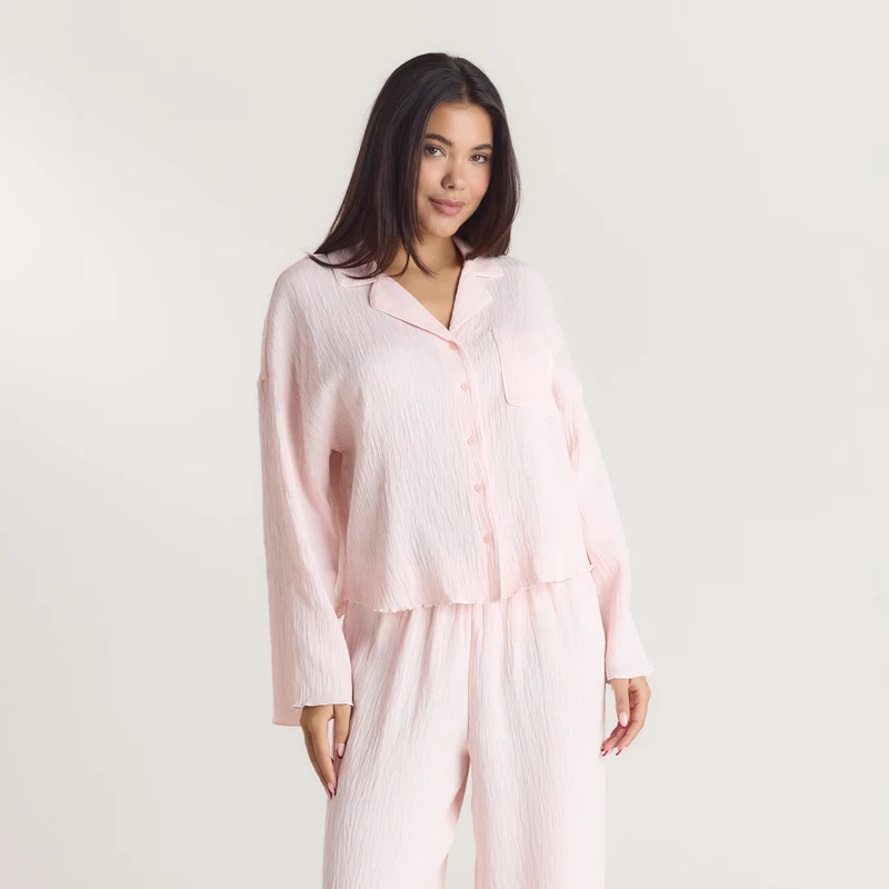 Crinkle Pyjamahemd - Rosa