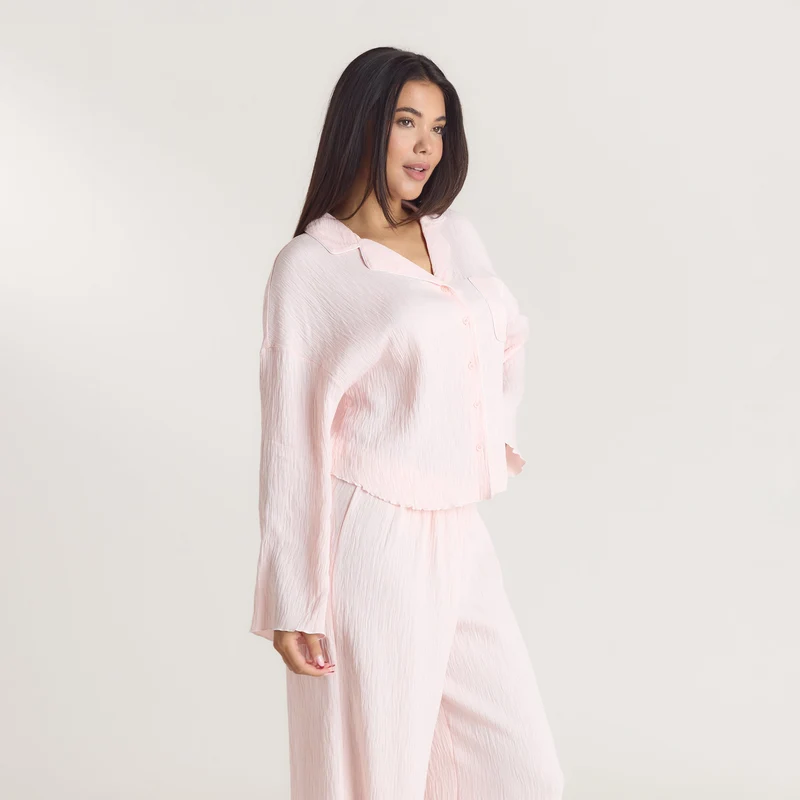 Crinkle Pyjamahemd - Rosa