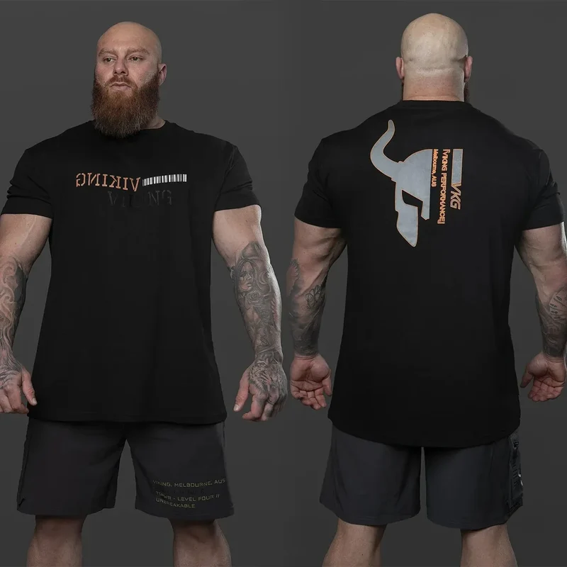 Herren Viking T-Shirt Rundhals Unisex Streetwear Gym Fitness Kurzarm Shirt