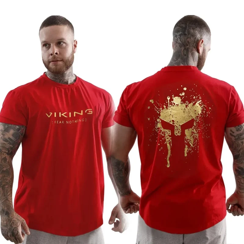 Herren Viking T-Shirt Rundhals Unisex Streetwear Gym Fitness Kurzarm Shirt