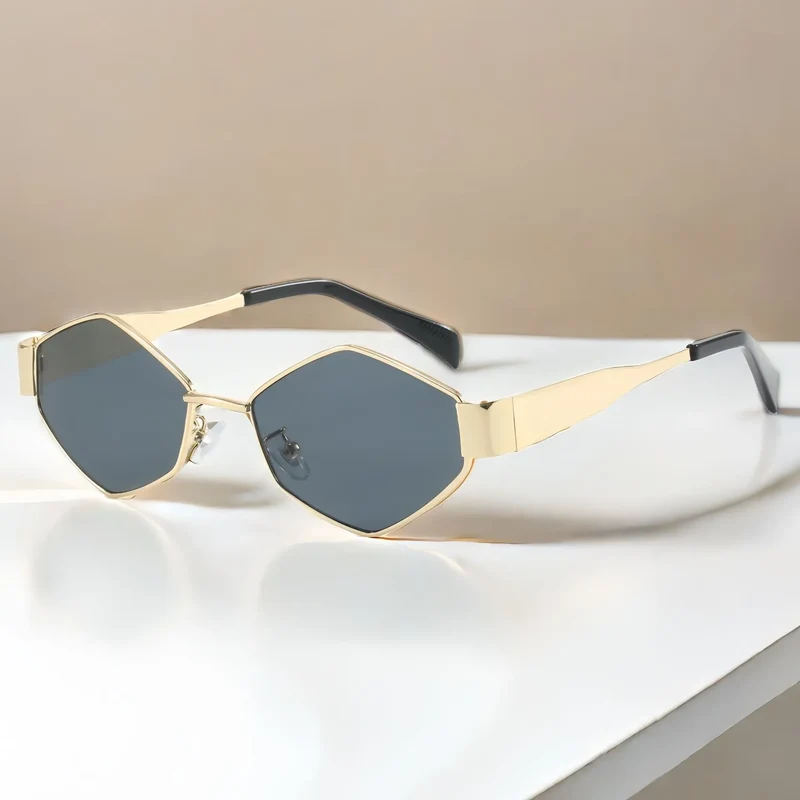 Damen Sonnenbrille Designer Luxus Brille Hexagon Gläser Vintage Piloten-Brille