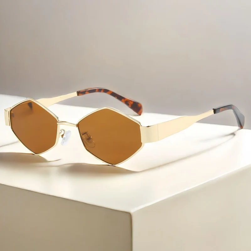 Damen Sonnenbrille Designer Luxus Brille Hexagon Gläser Vintage Piloten-Brille