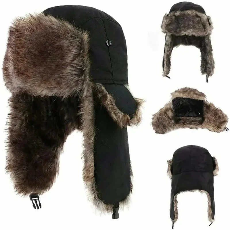 Fliegermütze Wintermütze Trapper Fellmütze Hut Pilotenmütze Mütze Ohrenmütze