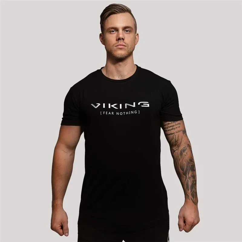Herren Viking T-Shirt Rundhals Unisex Streetwear Gym Fitness Kurzarm Shirt