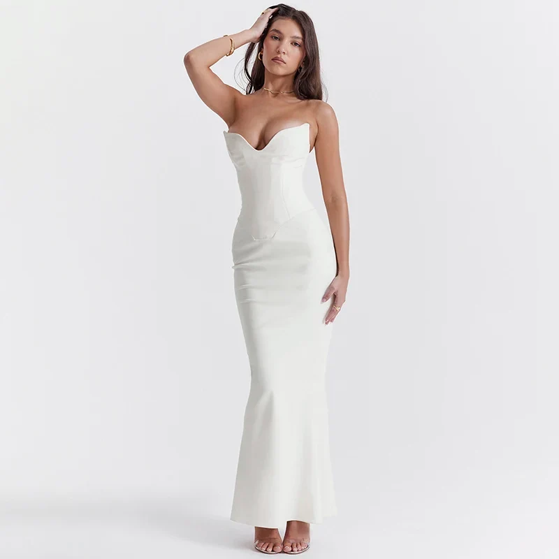 Frauen Kleid rückenfreies Partykleid Langes Trägerkleid Abendkleid Cocktailkleid